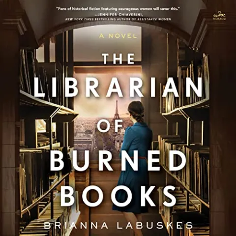 The cover of the book "The Librarian of Burned Books" by  Brianna Labuskes.