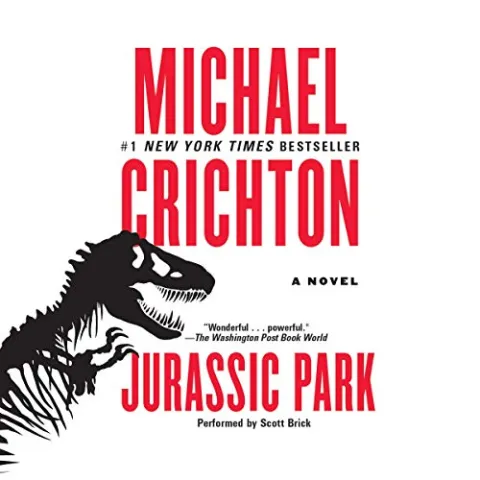 The audiobook cover of "Jurassic Park"