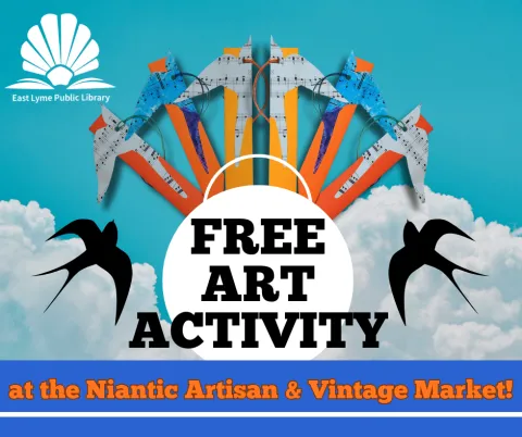 An image that features examples of the craft, a swallow bookmark. It says on it "Free Art Activity" 